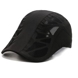 AWOCAN Quick Dry Baseball Cap Men's Flat Hat Newsboy Hat Summer Mesh Sunblock UV Sunblock Breathable and Lightweight, black