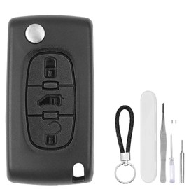 DXiongW Autoschlüssel Gehäuse 3 Tasten 0536 HU83 Kompatibel mit Citroen Berlingo Dispatch Peugeot Partner Expert Fiat Scudo Toyota ProAce Fernbedienung Schlüssel Gehäuse mit Batteriehalter und Schlitz