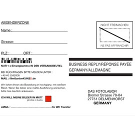 Black/White Photo Complete Development by Post - for Single Use - Disposable Camera up to 36 Pictures 10 x 15 Postcard Size, Image Data on Request