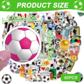 60 PCS Water Bottle Football Stickers, Cute Vinyl Waterproof Stickers Aesthetic Laptop Stickers for Phone Skateboard Scrapbook Luggage Car Decals for Adults Teens Kids Girls