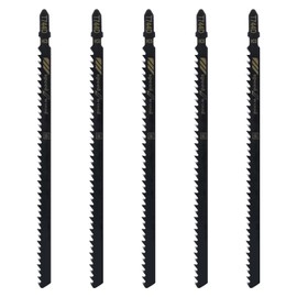 Qjaiune 5Pcs T744D T-Shank Jigsaw Blades, 7 Inch Long Jigsaw Blades High Carbon Steel Jig Saw Blade for Quick Cutting Wood Plywood Hardwood PVC Plastic