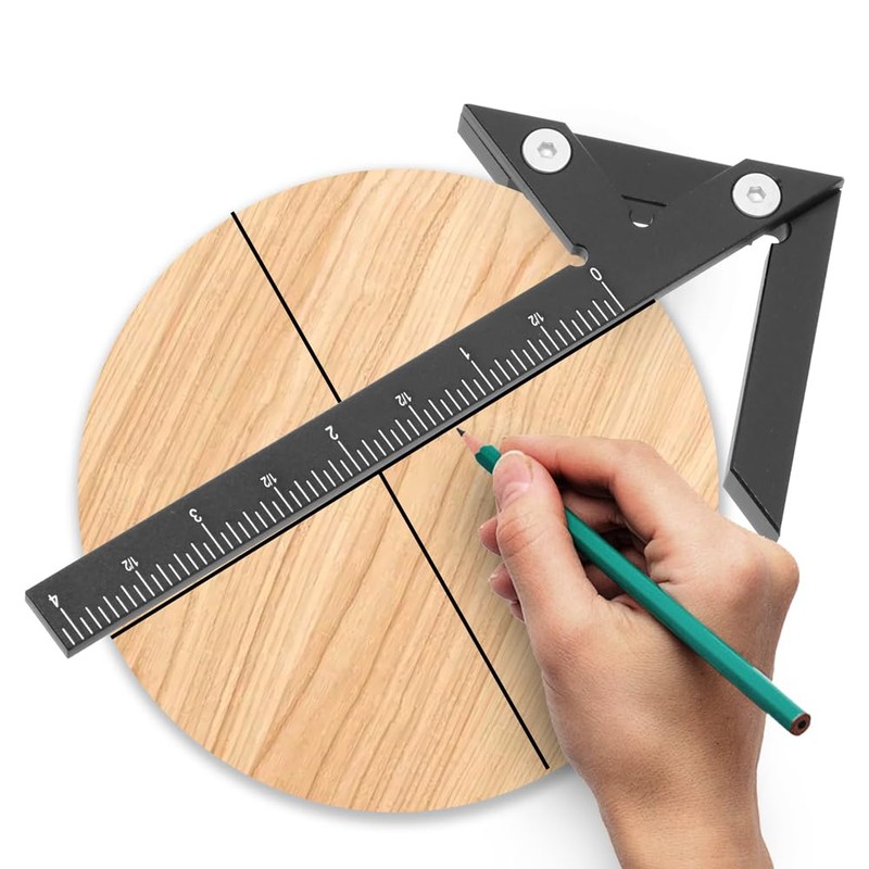 KETIPED Aluminum Imperial Circle Center Positioning, 45/90 Degree Positioning Ruler,