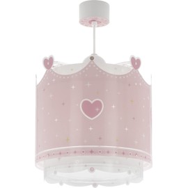 Dalber Lamp Children's Room, Children's Lamp, Pendant Light, Ceiling Light, Children's Room, Little Queen Crown Pink, 61102, E27