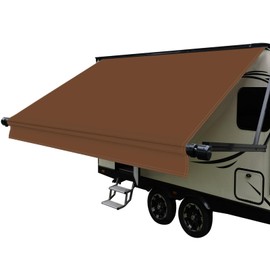 Dulepax RV Awning Fabric Replacement(12'2" Fabric) Heavy Duty 16 oz Vinyl Fabric Awning for Camper, Double-Sided Coating Universal Camper Awning Replacement for All Trailer Awning Brands Brown