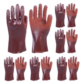 PEOKPIPLE 6 Pairs Heavy Duty Sewer Gloves | PVC Coated Abrasion Resistant Work Gloves for Drain Cleaning & Plumbing | Oil & Chemical Resistant, Non-Slip Grip