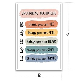Grounding Techniques Poster - Colorful Educational Poster For Classroom - 12 x 18 Inch Premium Gloss Poster - Decorative Poster For Classroom Dorms Office And Home - Made in USA - FHJP070