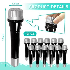 NEXXXI 12 Pack Plastic Toy Microphones, Fake Microphone for Goody Bag Fillers and Birthday Party Favors (Black)