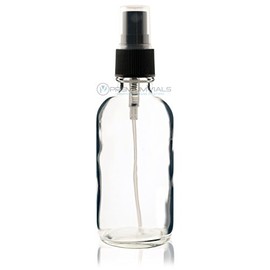 4 Oz (120 ml) Clear Boston Round Glass Bottle w/Black Mist Sprayer - Pack of 6
