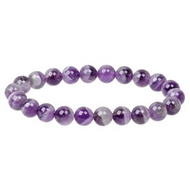 Eledoro PowerBead, Women’s Stretch Bead Bracelet, Made of 8 mm Gemstone Beads, 17 - 18 cm, gemstone, purple