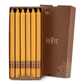Root Candles Unscented Dinner Premium Beeswax Blend Boxed Candle Set, 12-Inch, Butterscotch
