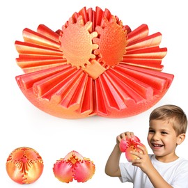 Gear Ball Fidget Toys Steampunk Gear Sphere Stress Relief for Kids Adults 3D Printed Unique Funny Birthday Gift for Christmas White Elephant Stocking Stuffer Easter (Sunset Red, Dia. 2.5" )