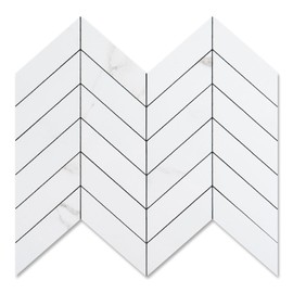 V-MOZZA 10-Sheet Herringbone Tile Peel and Stick Backsplash White Marble PVC Stick on Backsplash Self Adhesive Wall Tile for Kitchen and Bathroom