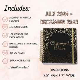 Votum 18 Month Planner 2024-2025 - July 2024- Dec 2025 Planner- Daily, Weekly Planner and Monthly Planner - December, Organized Chaos Weekly Planner 2024 with 3 Sticker Sheets - 2024 Calendar Planner
