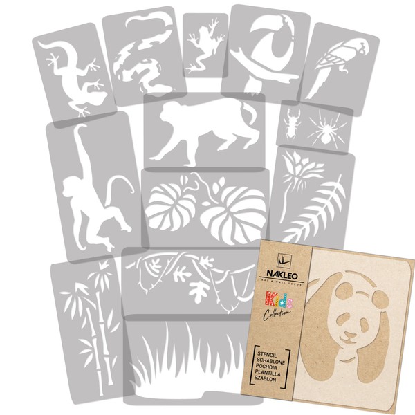 NAKLEO Painting Stencils Set for Kids, 14 Pcs Templates 9x12