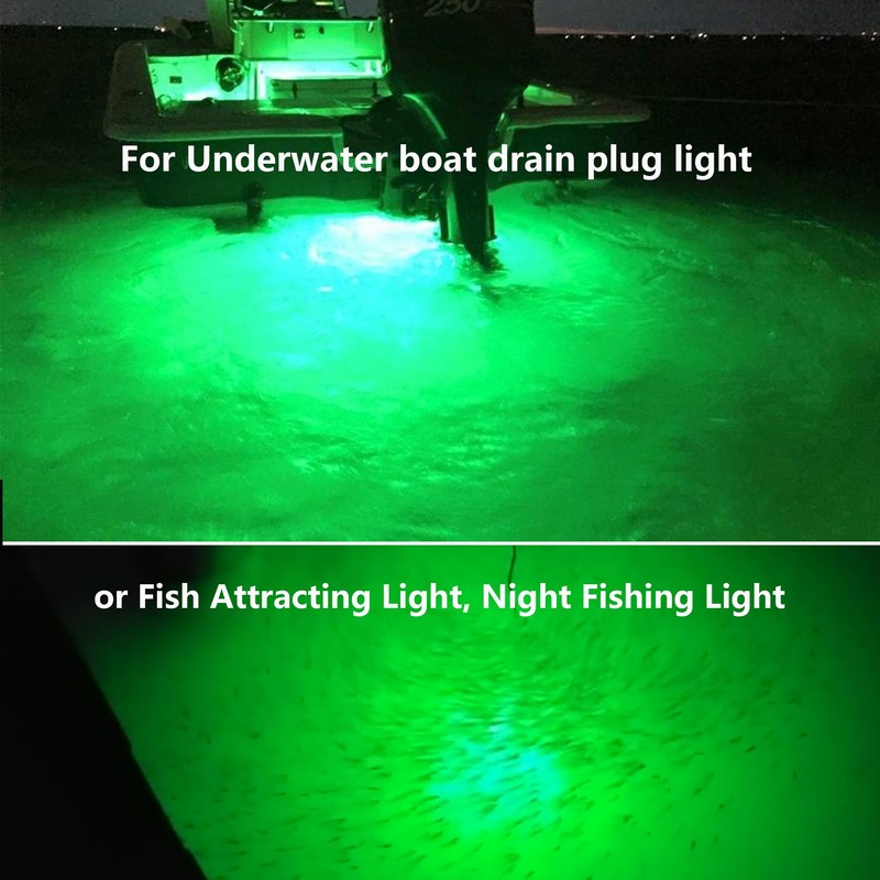 NBWDY Green Boat Drain Plug Light,IP68 Underwater Boat Lights with