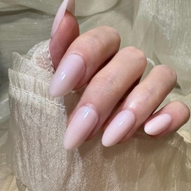 Baby Pink Press On Nails - Petite Oval Short Style with Sheer Sparkle Finish, Soft Glitter Fake Nails for Everyday & Bridal Wear (Cotton Candy Shimmer & Rose Quartz Glow)