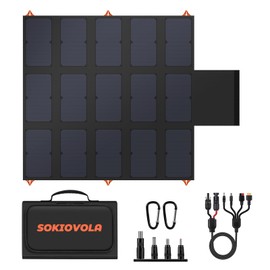 SOKIOVOLA 100W Portable Foldable Solar Panel 20V Portable Solar Charger with QC3.0 USB-A & Type-C Output IP68 Waterproof for Cell Phones Camera Outdoor Camping RV Hiking Travel Small Power Station