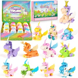 Easter Party Favors & Egg Hunt Prizes for Kids – 12 Unicorn Building Sets with Prefilled Eggs, Non-Candy Easter Basket Stuffers & Goodie Bag Fillers | STEM Toys Easter Gifts for Boys & Girls Ages 6+