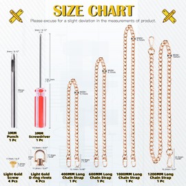 Mardatt 9pcs D Ring Rivet Hole Punch Screw Screwdriver Set for Bags Purse Handbag (39cm 60cm 80cm 120cm 120cm 120cm)