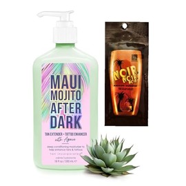 Bundle of 2 Items Maui Mojito After Dark Tan Extender & Tattoo Enhancer Moisturizer Bottle 530 ml and Noir Fiji Blend Tanning Lotion Packet 15 ml