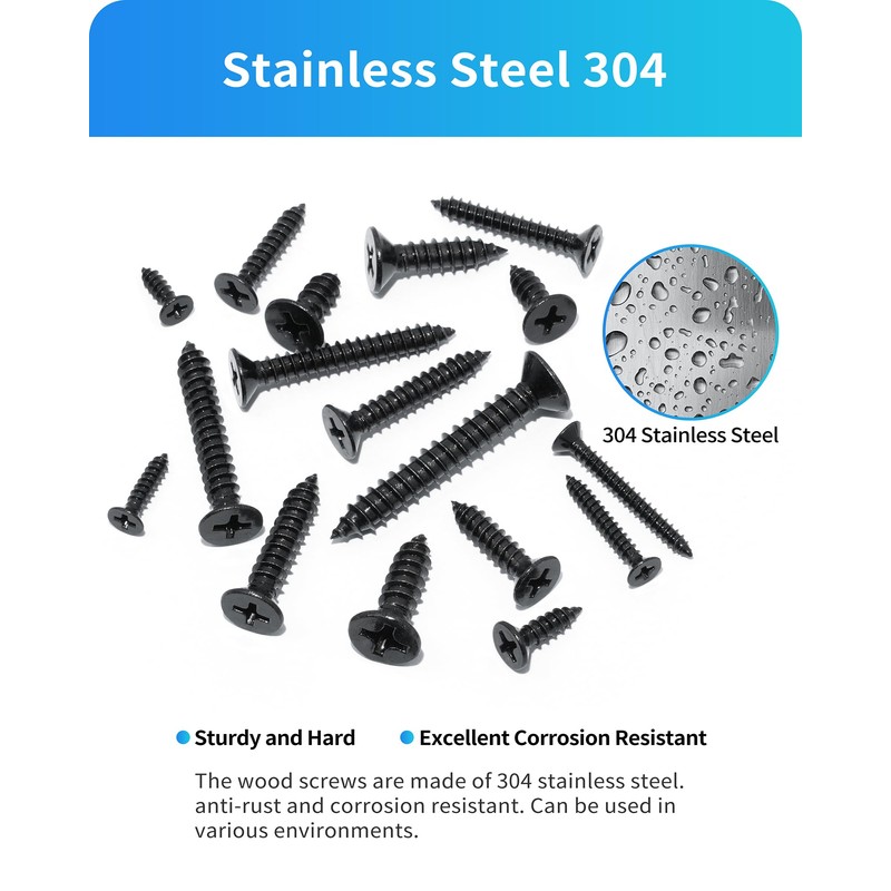 DIVANC 550Pcs 304 Stainless Steel Wood Screws Assortment Kit, Phillips