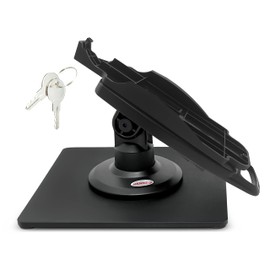 ENS Tailwind Pax S80 3" Latch and Key Lock Compact Pole Mount Terminal Stand with Square Freestanding Mobility Base Plate, Black