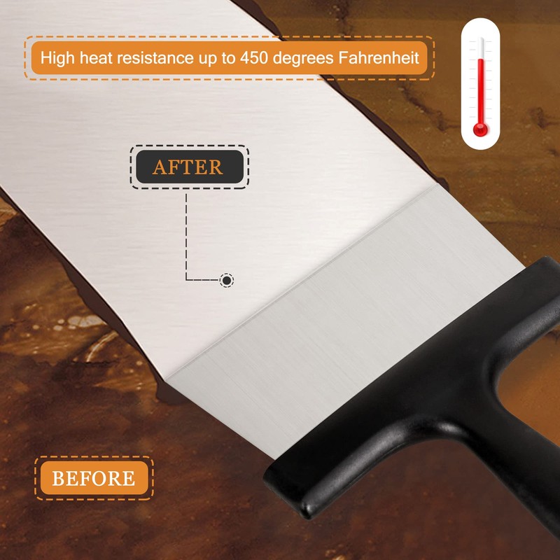 SHANGPEIXUAN Grill Scraper 6.4 Inch Stainless Steel Griddle Scraper with