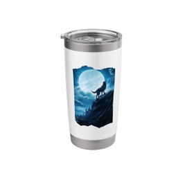 The Howling Wolf on the Mountainside Stainless Steel Insulated Tumbler