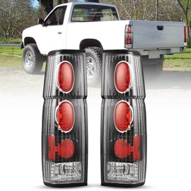 ROXX Tail Light Assembly Compatible with 1986 1987 1988 1989 1990 1991 1992 1993 1994 1995 1996 1997 Nissan Pickup D21 Driver and Passenger Side (Black Housing, Clear Lens)
