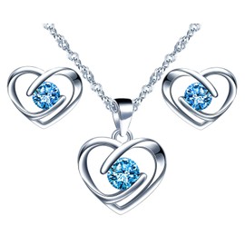 Yumilok Necklace and Earrings Set, 925 Silver Necklace & Earrings Set, Jewellery Set, Silver Jewellery Set Women's 925, Clavicle Necklace 925 for Girls Women, Sterling Silver Sterling Silver Zirconia,