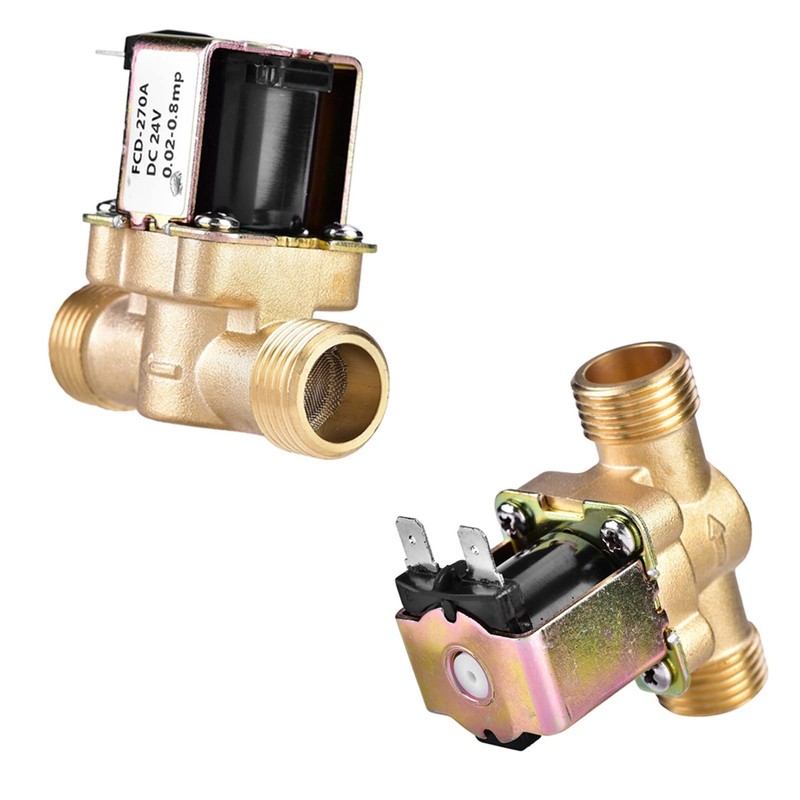 Odorkle 1/2" DC 24V Brass Normally Closed Solenoid Valve, Water
