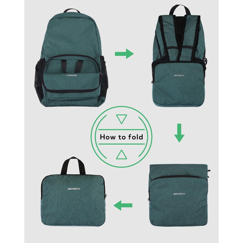 Waterfly 20L Foldable Backpack Daypack: Packable Travel Backpack Folding Rucksack