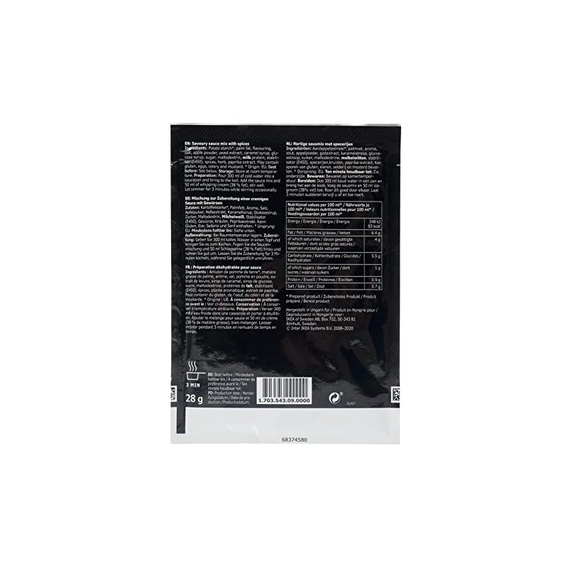 Ikea ALLEMANSRATTEN Cream Sauce Mix Packets for Meatballs 28g -