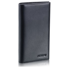 HISCOW Supple Leather Checkbook Cover with Free Divider - Italian Calfskin (Black)