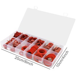 600 Pcs Fibre Washer Assorted Kit, Red Steel Paper Insulation Washer Assorted Set, 12 Sizes, with a Storage Box