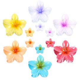 Plastic Flower Hair Clips, Pack of 12, Kavya Flower Hair Clip, Multicoloured Acrylic Hair Clip, Flower Hair Clips, Women's Non-Slip Hair Clips, Elegant Hair Accessories for Women and Girls