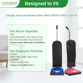 8 Pack Type F HEPA Vacuum Bags for Riccar Supralite R10E, Rsl1, Rsl1a, Ral1ac, Rsl2, Rsl3, Rsl3c, Rsl4, Rsl5, Rsl5c & Simplicity Freedom F3600, F3500, F3400, F3300, SF1 Uprights #Part RFH6 RSL-6 SFH6