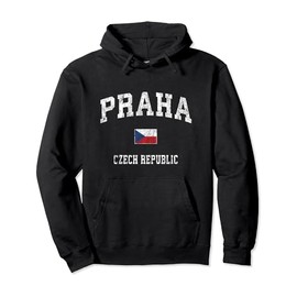 Prague Praha Czech Republic Vintage Athletic Sports Design Pullover Hoodie