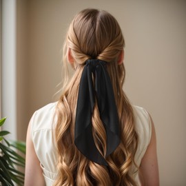 Satin Scrunchies with Bow - 10 Pack Hair Scarf Scrunchies, Bow Hair Ties Elastic Ponytail Holders, Soft Hair Ribbon Bands for Women & Girls, Gentle Hair Accessories for All Hair Types