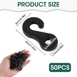 50 Pcs Camping Tent Hook Plastic S Hooks for Tents Canopies Elastic Cord End Buckles Hanging Lights DIY Accessories for Outdoor Use, Small Plastic Hooks for Stable Tent Setup