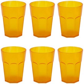 ENGELLAND 6 x Plastic Cups Drinking Cups Party Cups Plastic Drinking Glasses Reusable Cocktail Cups Orange 0.4 L