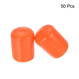 uxcell 50pcs Rubber End Caps 19mm(3/4 inch) ID Vinyl Round Tube Bolt Cap Cover Screw Thread Protectors Orange