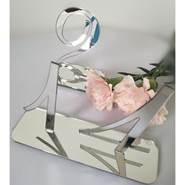 RUIXUAN Números de Mesa de Espejo acrílico, número de Mesa de Boda con Soporte, Juego de números de Mesa de Boda, decoración de Mesa de Boda, números de Mesa acrílicos de Espejo (5 Unidades, Plata)