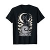 Black Gothic Cat Moon Tombstone Gravestone Dark Academia T-Shirt