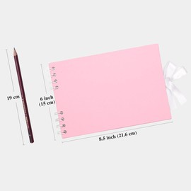 Scrapbook Photo Album 21.5x15cm DIY Memory Book Scrap Books 40 White Pages Ablums Kit with Stickers for Wedding, Travel, Birthday, Pink
