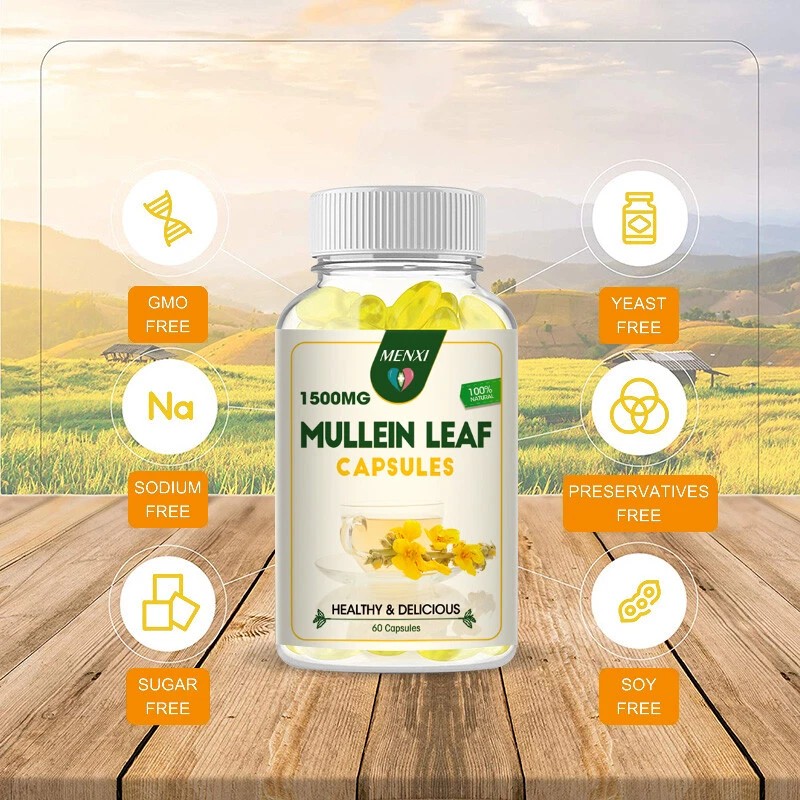 3 Bottles Mullein Leaf Capsules Lung Cleanse Detox Herbal Dietary