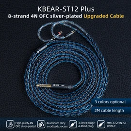 keephifi KBEAR ST12 Plus 2Meters Black IEM Cable 3.5MM 2PIN Type, 8-Strand 4N OFC Silver-Plated Upgraded Cable for KZ AS10 ZST ES4 ES3 BA10, CCZ CRA C10, TRN V80 V20