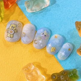 ☁Cloud Bear☁Handmade Nail Tips - Coffin / ☁구름곰돌이☁수제네일팁 - 코핀