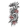 2 x Temporäres Drache Tattoo Drachen mit Rosen Tattoo Fake