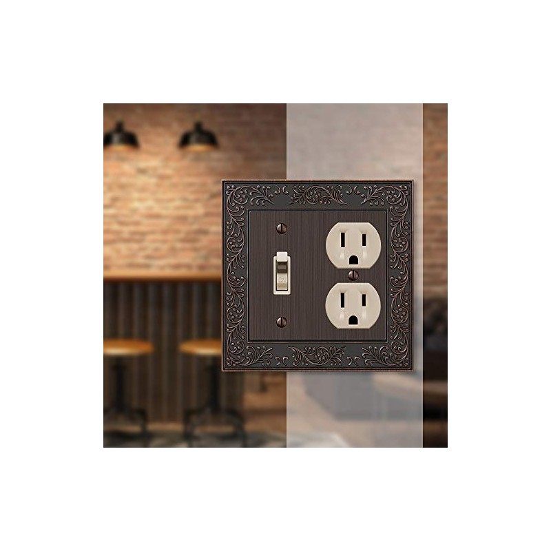 Amerelle 43TDVB English Garden Wallplate, 1 Toggle / 1 Duplex,